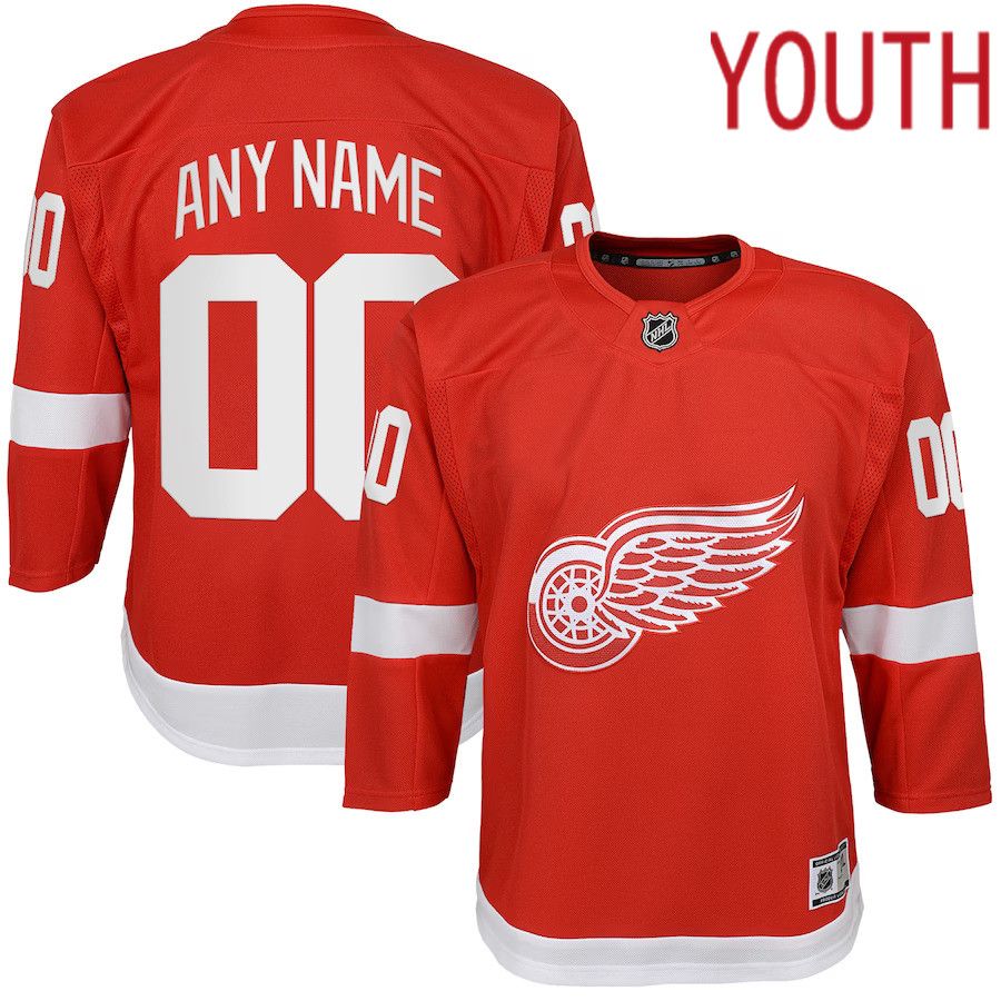 Youth Detroit Red Wings Red Home Custom Premier NHL Jersey->youth nhl jersey->Youth Jersey